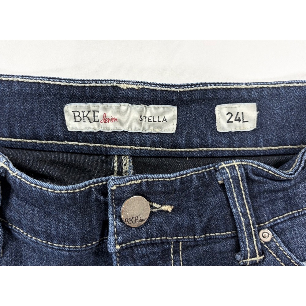 BKE Stella Low Rise Skinny Jeans 24L Stretch Cyber Y2K McBling Dark Wash Tall - Picture 5 of 11